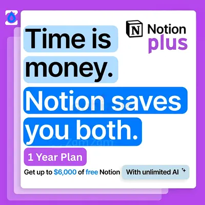 Notion Plus | 1-Year Access | Premium Productivity | Team  Personal Workspace