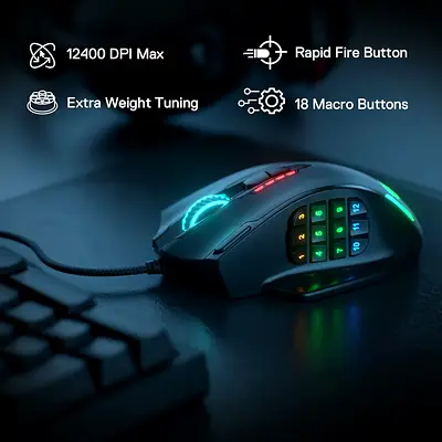 Gaming Mouse with 12400 DPI and Customizable Buttons