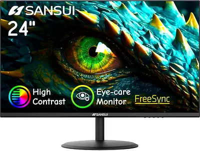 SANSUI Computer Monitor 24 inch IPS Eye Care 1080P Display