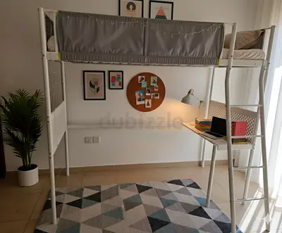 IKEA loft bed single size with desk used good condition