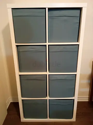 Wood Shelving with Bins