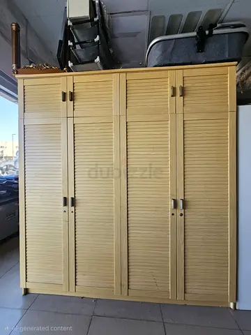 Stylish Wooden Wardrobe with Louvered Doors