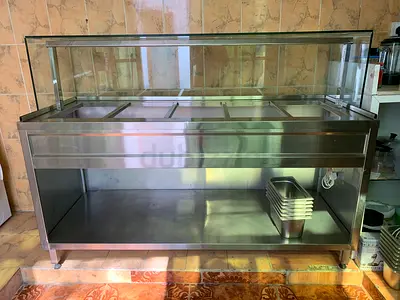 Stainless Steel Food Warmer / Bain Marie Counter with Glass Display