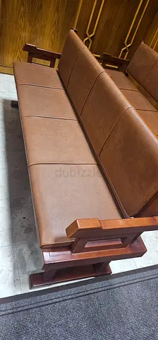 Comfortable Modern Brown Sofa with Wooden Accents