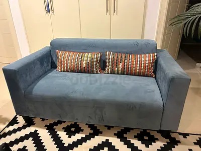 Comfortable Blue Sofa, Decorative Cushions not included