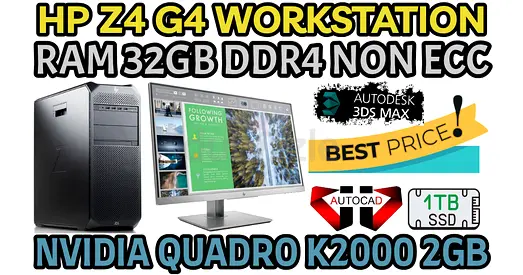 HP Z4 G4 WORKSTATION 32GB RAM DDR4 INTEL XEON W-2123 NVIDIA QUADRO K2000 2GB DDR5 SSD 1TB (FULLSET)