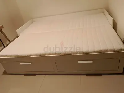 Ikea brimness Day bed frame with 2 big storage drawers underneath and with 2 Ikea mattresses