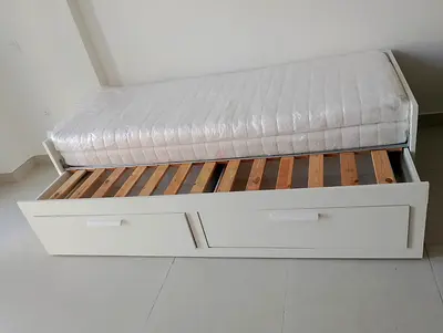 Ikea brimness Day bed frame with 2 big storage drawers underneath and with 2 Ikea mattresses