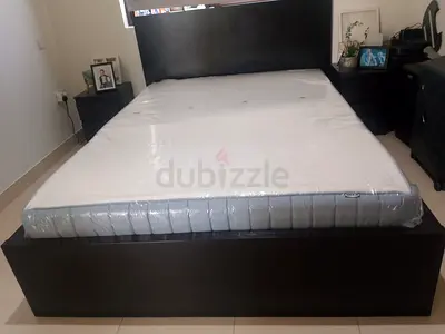 IKEA Malam double bed 140×200cm bed with 2 big storage drawers underneath and with IKEA mattress