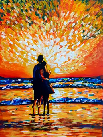 Painting sunset love