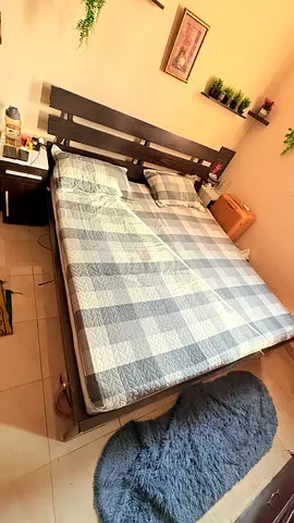Solid wood, king size , very strong bed with free medical heavy weight mattress , urgent sale