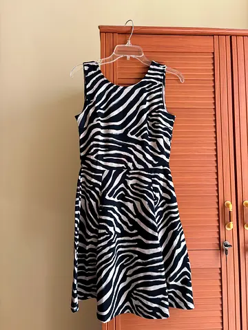 Black  White Stripes Low-Back Dress