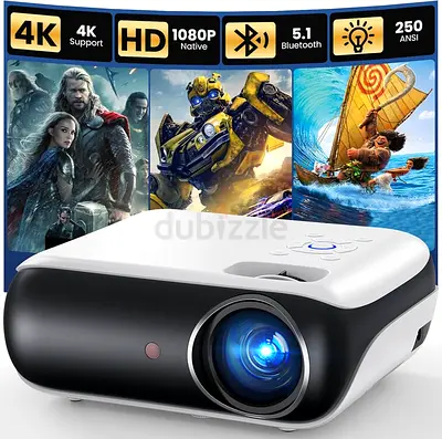 HAPPRUN Projector, Bluetooth Projector 1080p Portable Outdoor