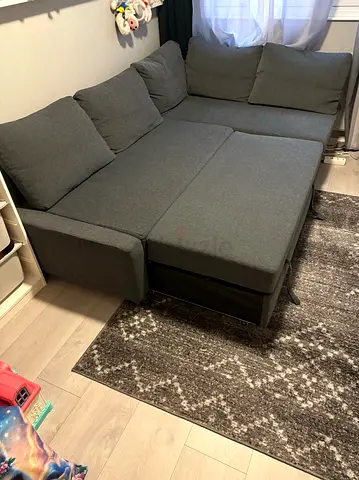 Comfortable L-shaped Sofa Bed in Dark Grey