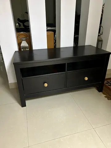 Stylish Black Wooden Console Table with Drawers