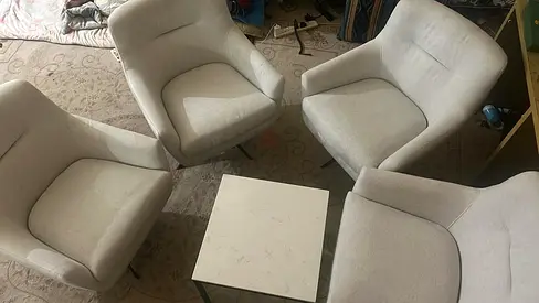 Set of Stylish and Comfortable Lounge Chairs with Coffee Table