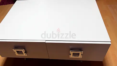 Sleek Modern White Coffee Table with Storage Drawers