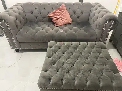 Chesterfield Style Sofa with Matching Ottoman for Sale 3+2 Sofa
