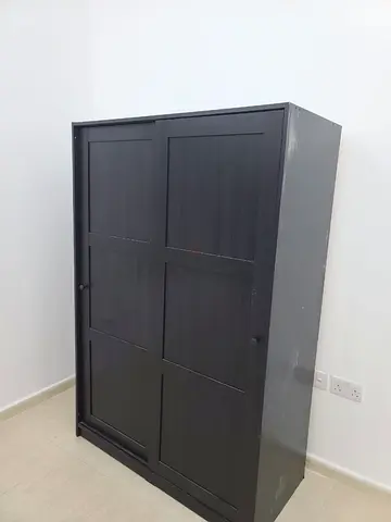 Sturdy Two-Door Wardrobe in Dark Finish