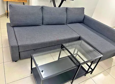 Modern Grey Sofa with Coffee Table