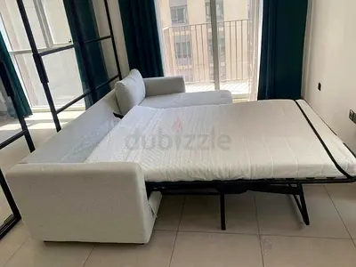 Ikea vimle gunnared beige L shape sofa bed with mattress