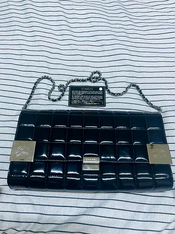 Vintage chanel patent chocolate bar flap