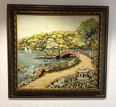 Beautiful Framed Tapestry of a Serene Landscape