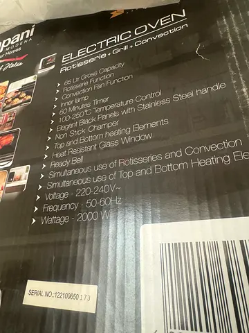 Electric Oven with Rotisserie Function - For Perfect Cooking