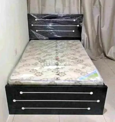 Modern Black Bed with Mattress for Sale