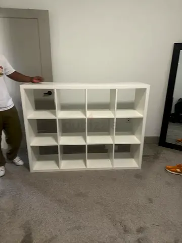 Sturdy White Bookcase with 12 Compartments