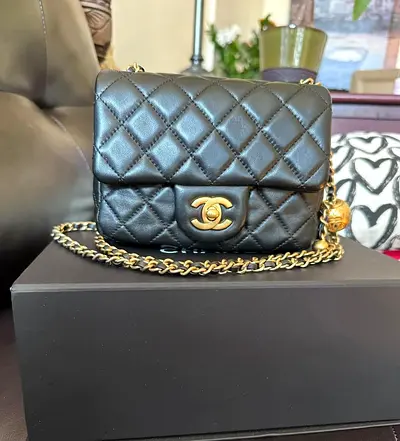 Chanel Black Quilted Leather Pearl Crush Mini Flap Bag