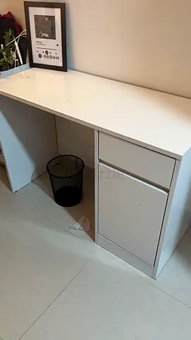 Minimalist White Study Desk with Storage