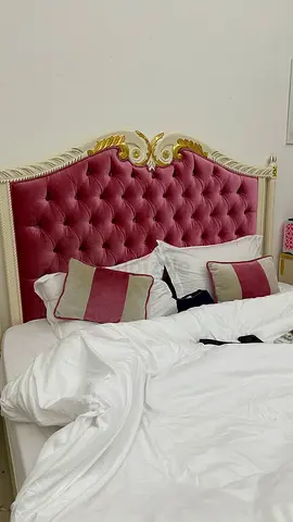 Elegant King Size Bed with Plush Headboard