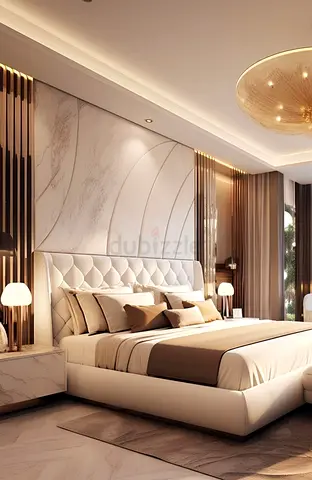 Elegant Modern Bed Set with Stylish Headboard