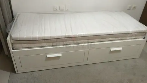 Ikea Stylish White Storage Bed with Mattress