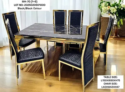 Brand new Top marble dinning table with 6 Chairs Available