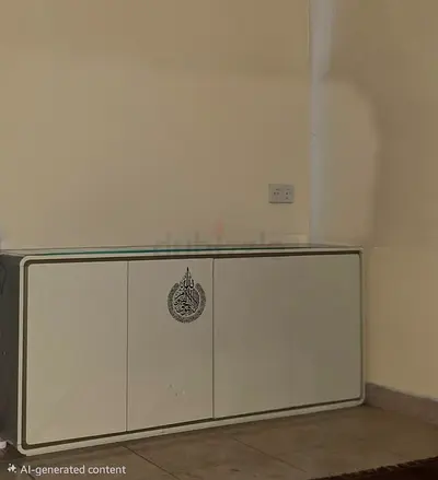 Elegant White Console Table with Emblem