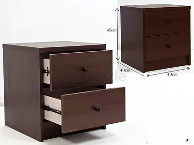 Elegant Dark Wood Nightstand with Two Drawers