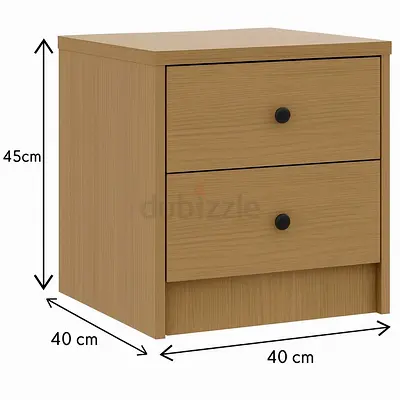 Beige 2-Drawer Nightstand - Modern Bedside Table with Lockable Drawers For Bedroom Furniture