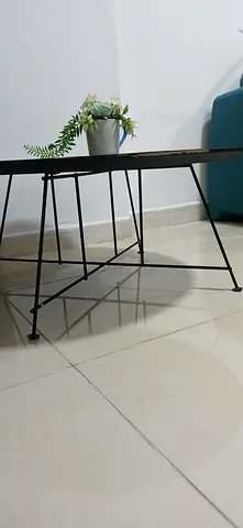 Industrial Style Coffee Table with Metal Legs