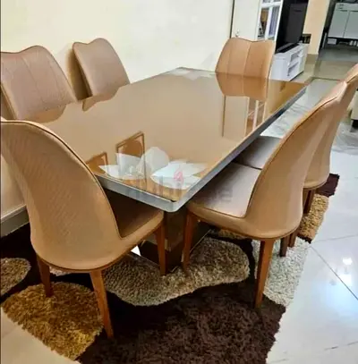 Brand new Top Glass Dinning Table with 6 Chairs Available