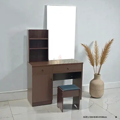 Stylish Wooden Dresser with Mirror and Storage