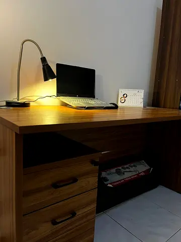 Modern Wooden Study Desk with Lamp