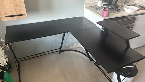 Sturdy Black L-Shaped Desk for Sale