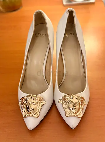 Versace- white leather pumps