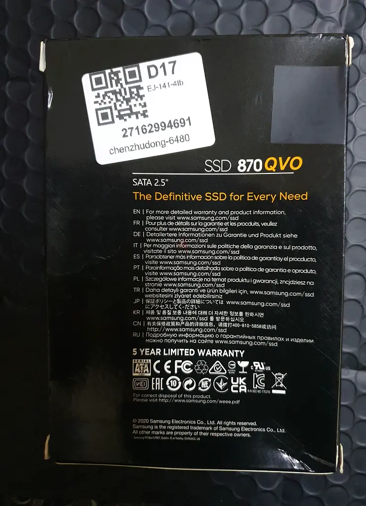 Samsung 870 QVO 4TB SATA 2.5 Solid State Drive (SSD)65099810694147112