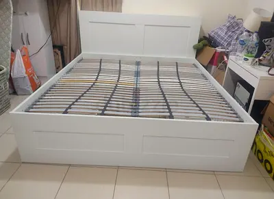 IKEA brimness king size 180×200cm bed frame with headboard+ 4 big storage drawers with IKEA mattress