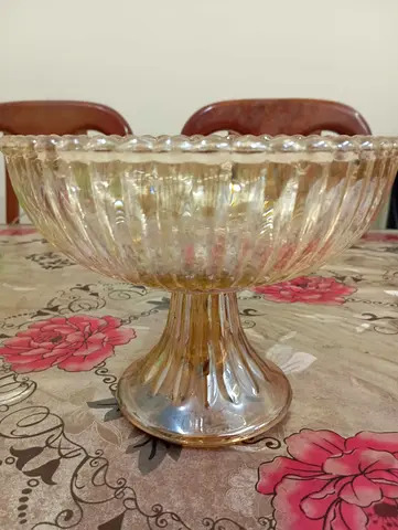 Beautifully Crafted Vintage Glass Bowl With Stand