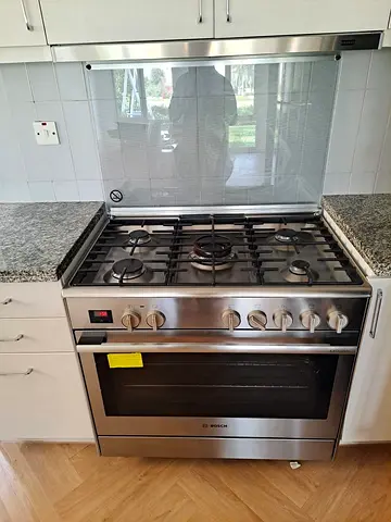 Bosch 90x60Cm Dual Fuel Range Cooker with Gas and Electric HSB738357M Stainless Steel