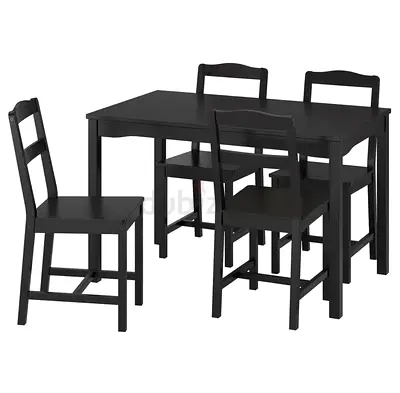 4 set chair with table ikea black stained Dinning table